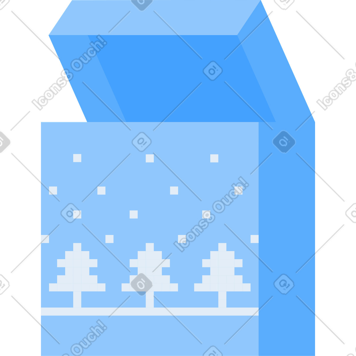 Box of christmas decorations illustration in 8bit style download in PNG, SVG