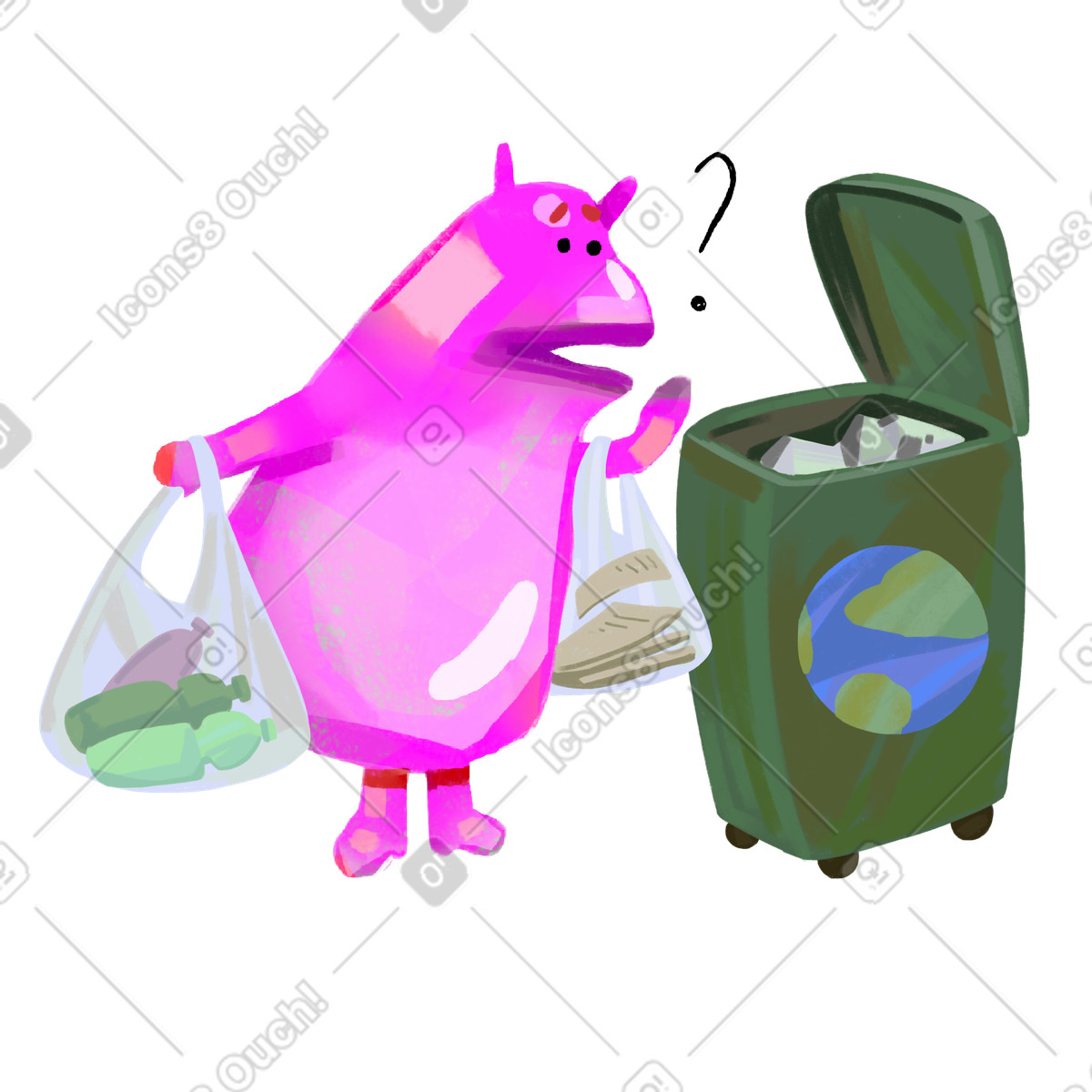 Ilustración Cuidando el planeta en estilo Atomic a descargar en PNG y SVG