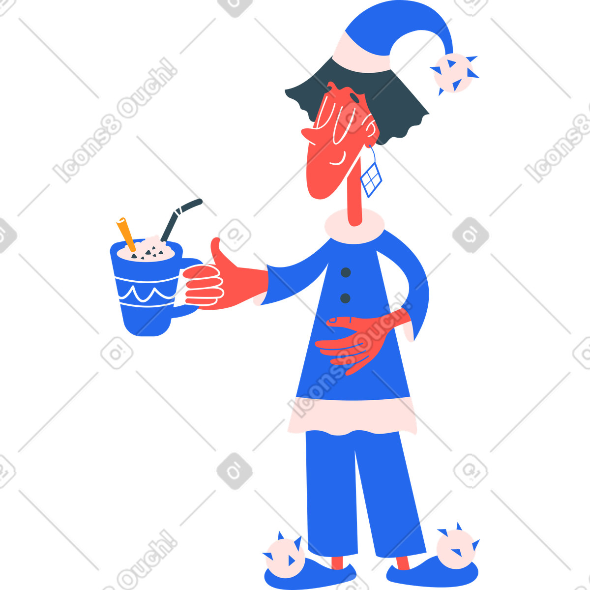 Illustration Femme en pyjama dans le style Kingdom à télécharger aux formats PNG, SVG
