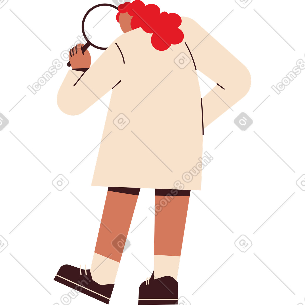 Wissenschaftler mit lupe-Illustration im Folks-Stil als Download in PNG, SVG