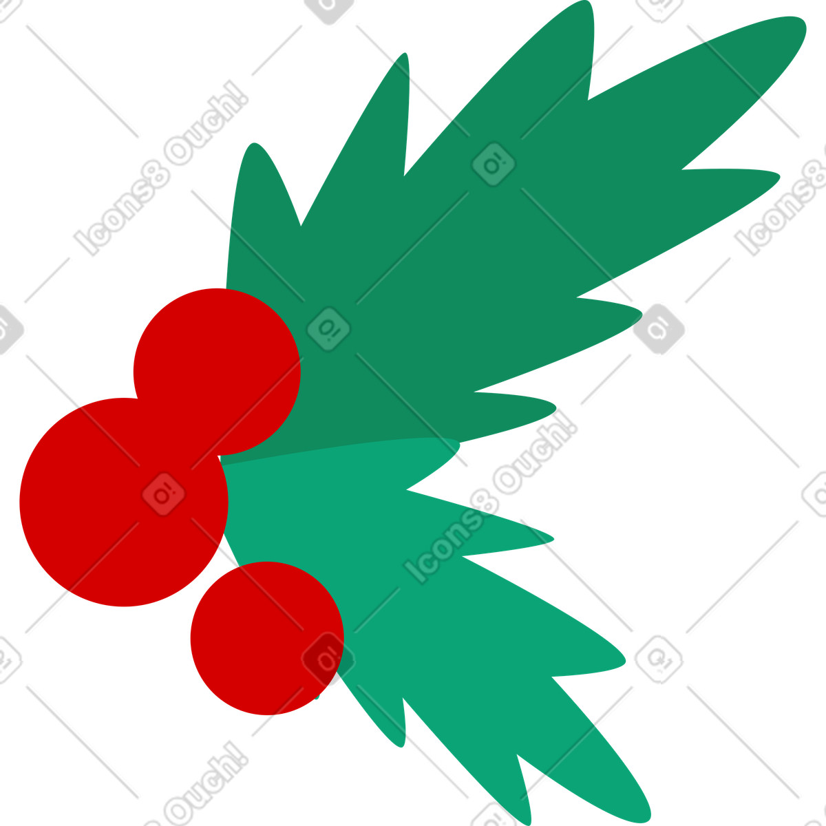 下载 Lagom 风格的 Green leaves with rowan berries 插画，支持 PNG、SVG 格式