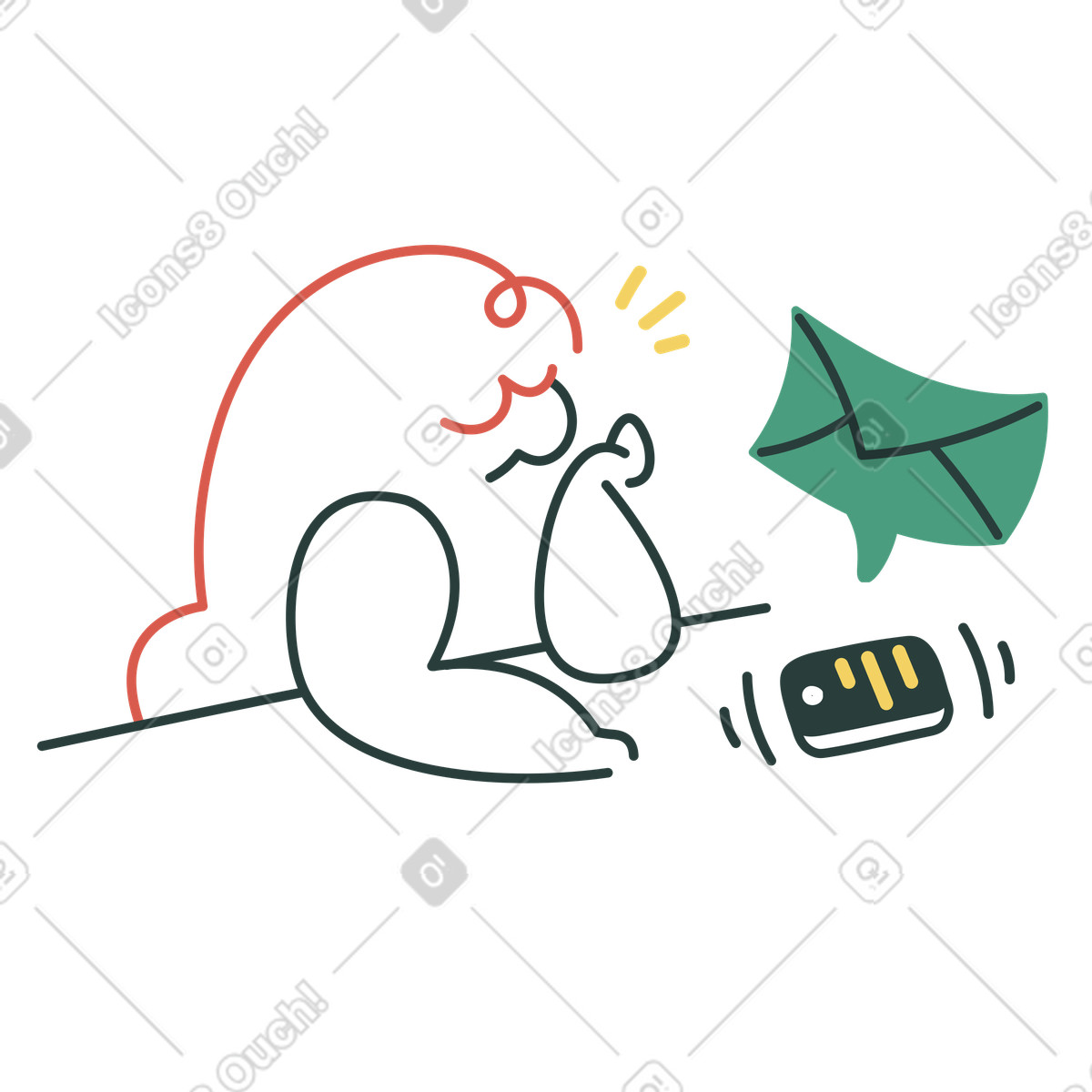 Macaroni 스타일의 Surprised by new email notification, Digital communication and incoming message 일러스트레이션 PNG, SVG 다운로드
