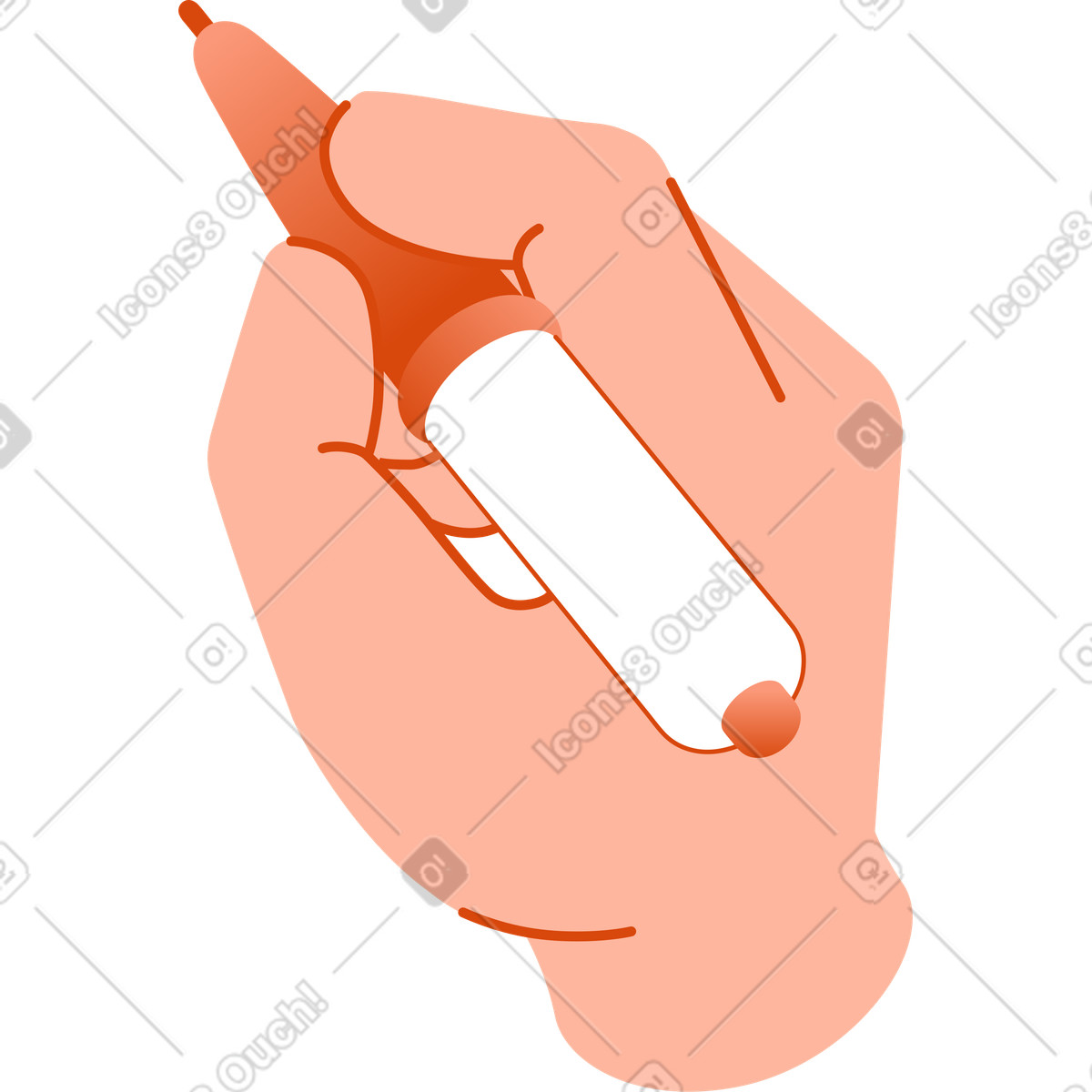 Ilustración Mano sosteniendo una pluma en estilo Orange a descargar en PNG y SVG