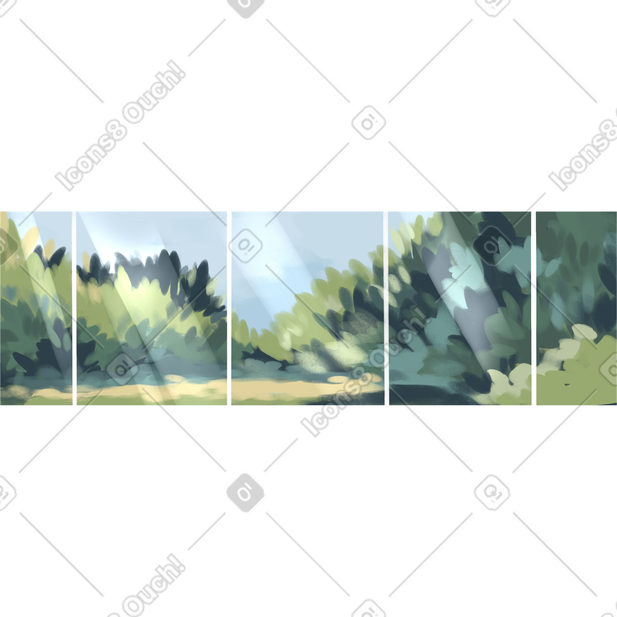 View from the window to sunny park illustration in Demure style download in PNG, SVG