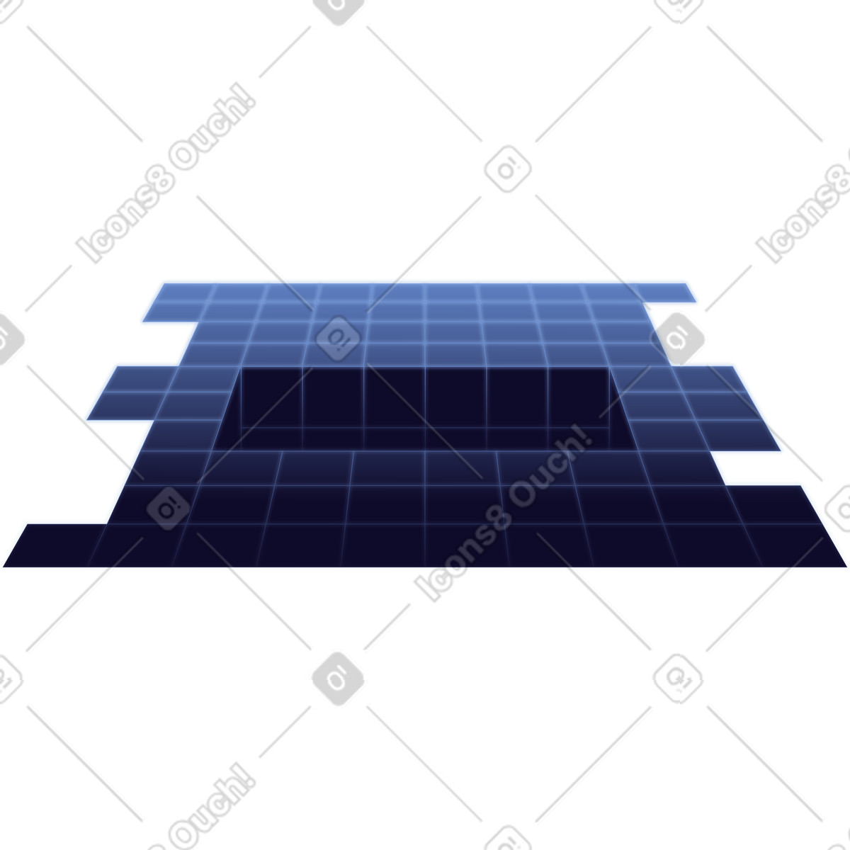 Illustration Surface en perspective avec fosse dans le style Dimension à télécharger aux formats PNG, SVG