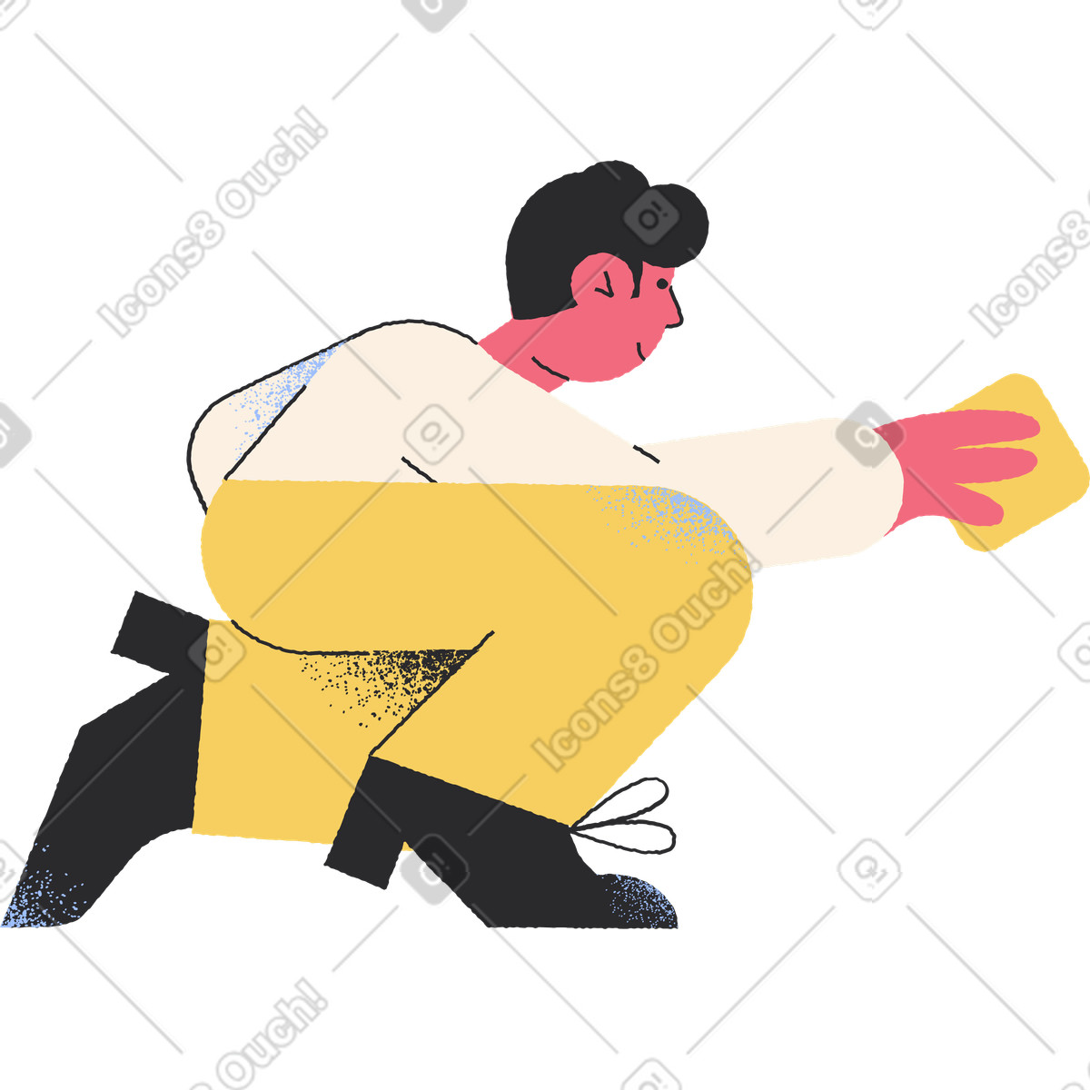 Mann auf dem knie-Illustration im Pablo-Stil als Download in PNG, SVG