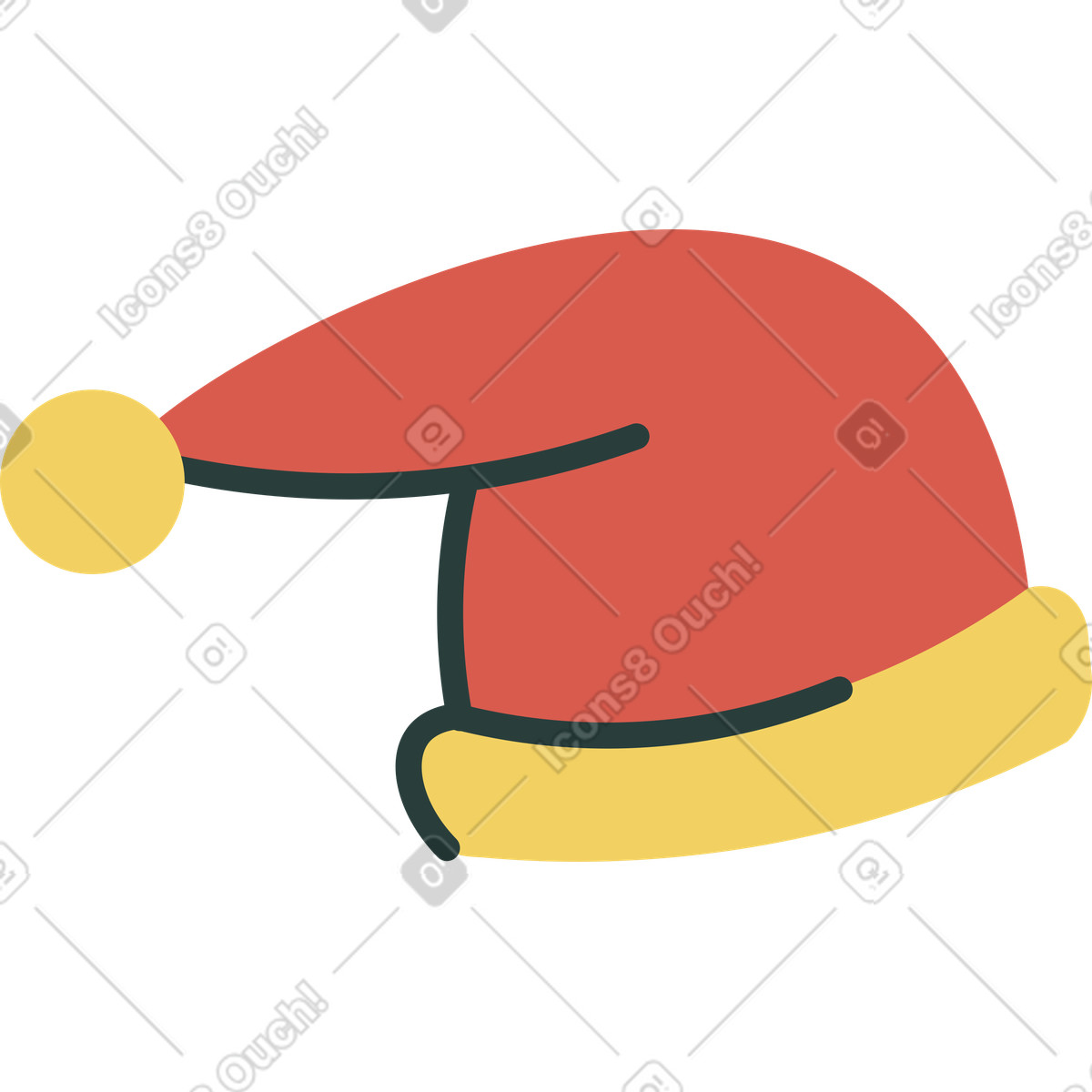 Weihnachtshut rückansicht-Illustration im Macaroni-Stil als Download in PNG, SVG