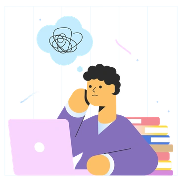 A man on a phone looking stressed - Marginalia style illustration