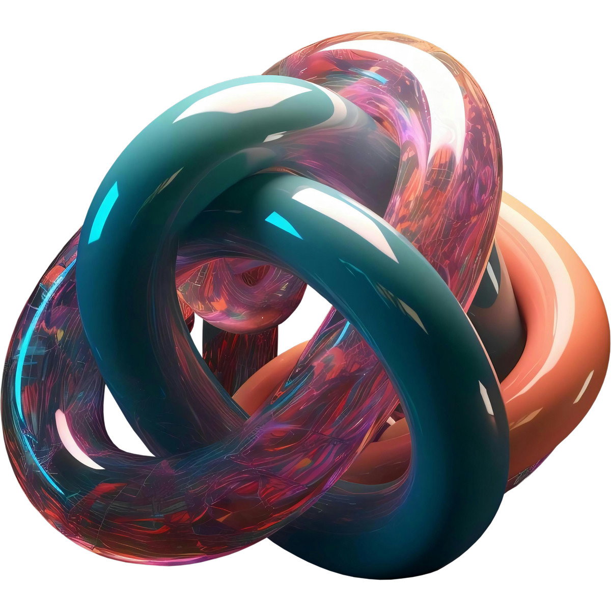 下载 Metallic 风格的 金属 3d 抽象多彩形状 插画，支持 PNG、SVG 格式
