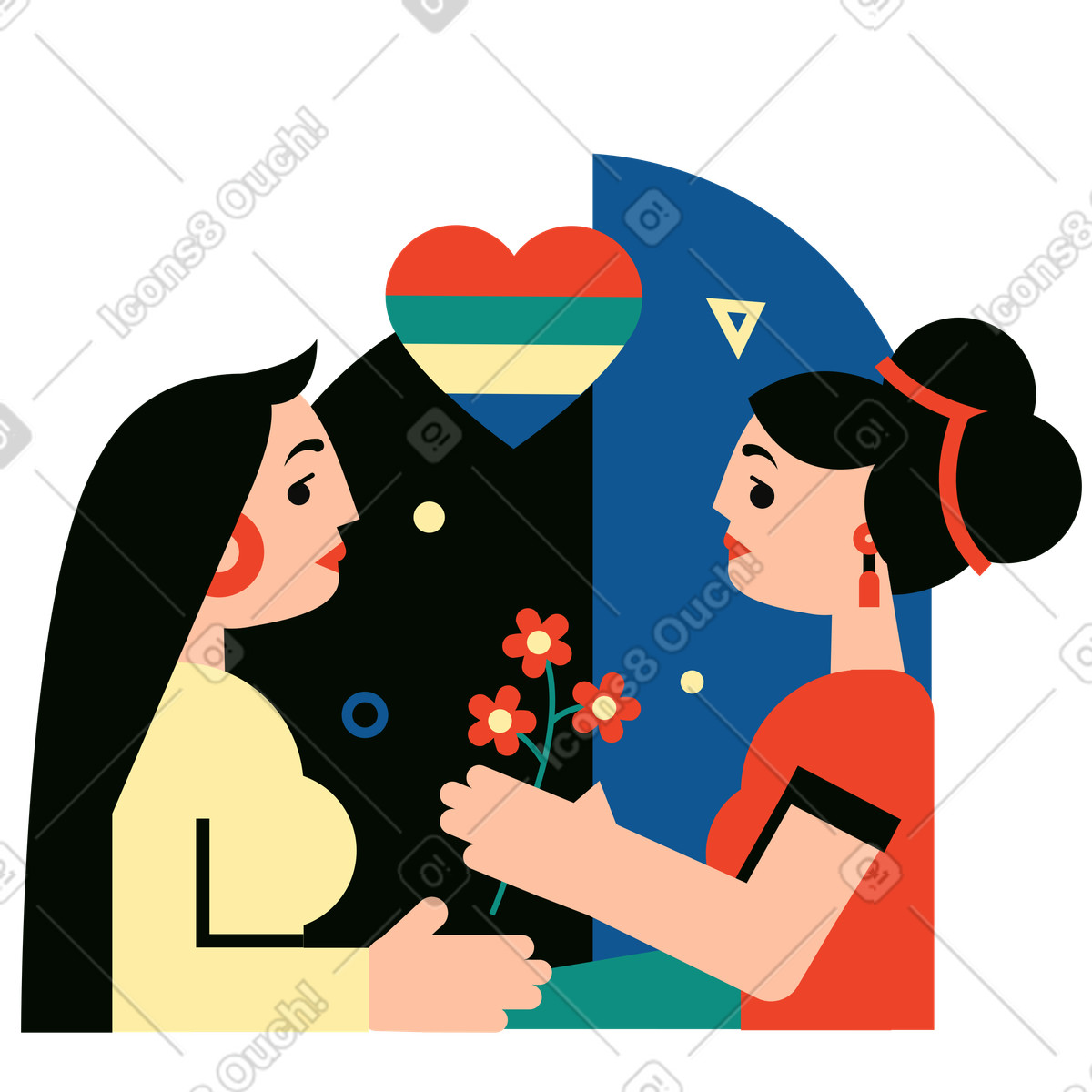 Frau gesteht ihrer freundin ihre liebe-Illustration im Polar-Stil als Download in PNG, SVG
