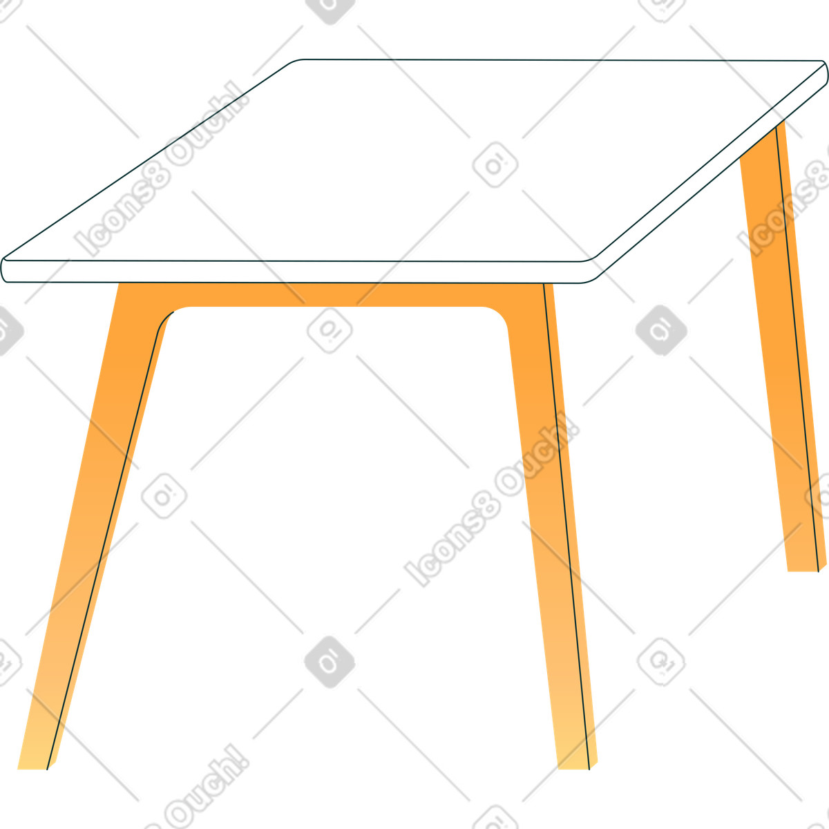 Illustration Bureau blanc avec pieds en bois dans le style Florid à télécharger aux formats PNG, SVG
