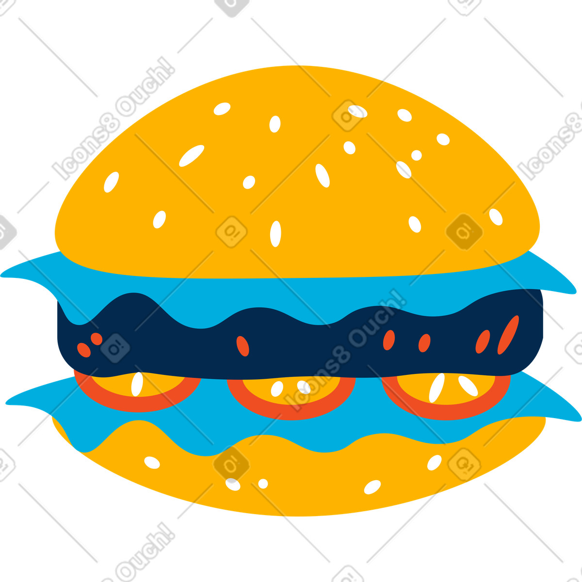 Illustration Burger dans le style Flame à télécharger aux formats PNG, SVG