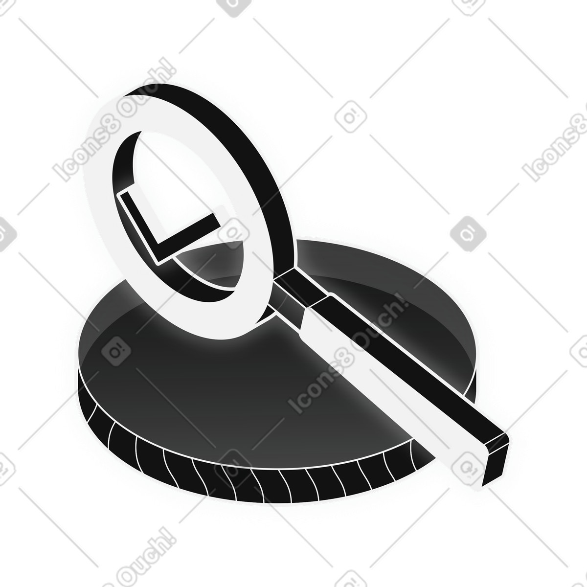 Data discovery magnifier tool for search illustration in Inverse style download in PNG, SVG