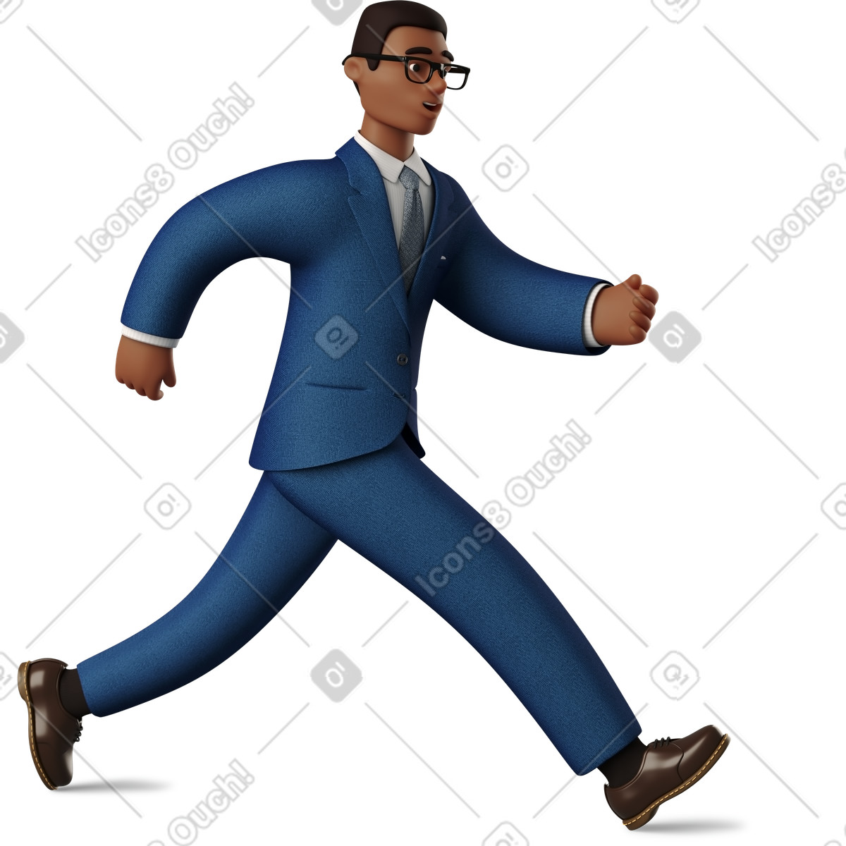 Businessman running illustration in 3D Business style download in PNG, SVG