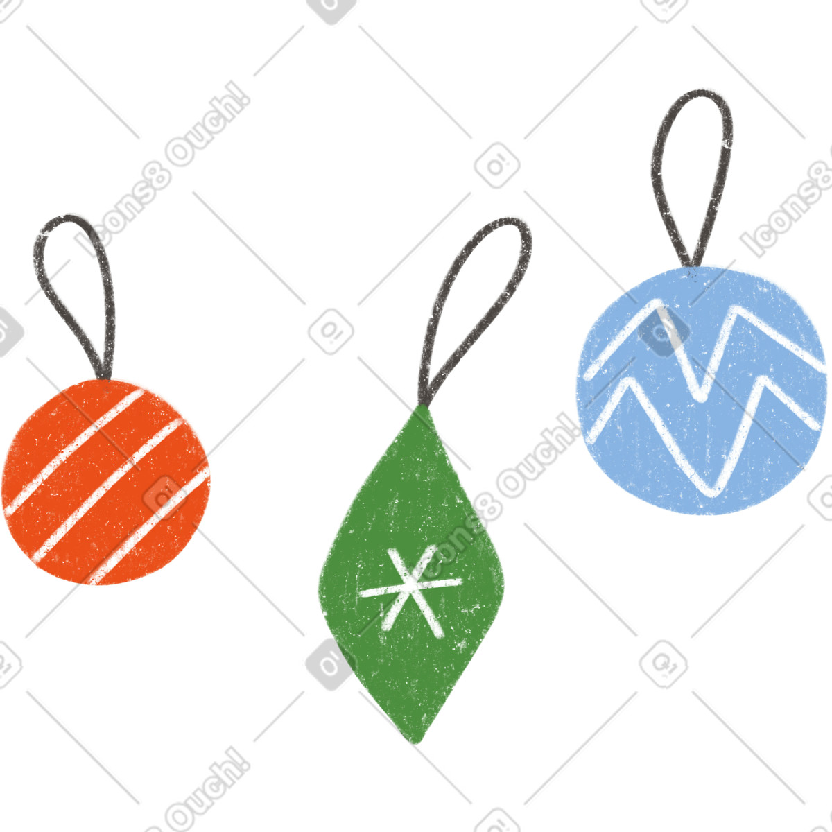 Palline di natale disegnate a mano illustrazione in stile Experimental scarica in PNG, SVG