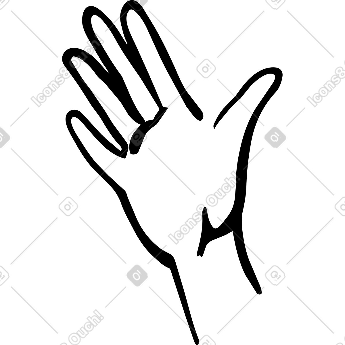 Simple right hand outline illustration in Line style download in PNG, SVG