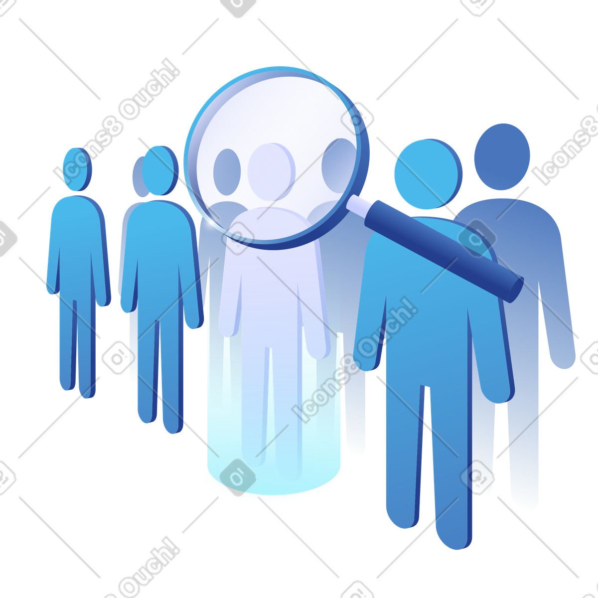 Group of candidates under review, employee hiring and selection process illustration in Quantum style download in PNG, SVG