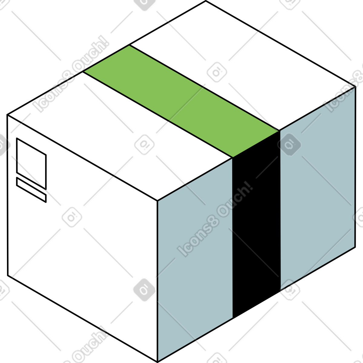 Schachtel mit klebeband-Illustration im Isometric-Stil als Download in PNG, SVG