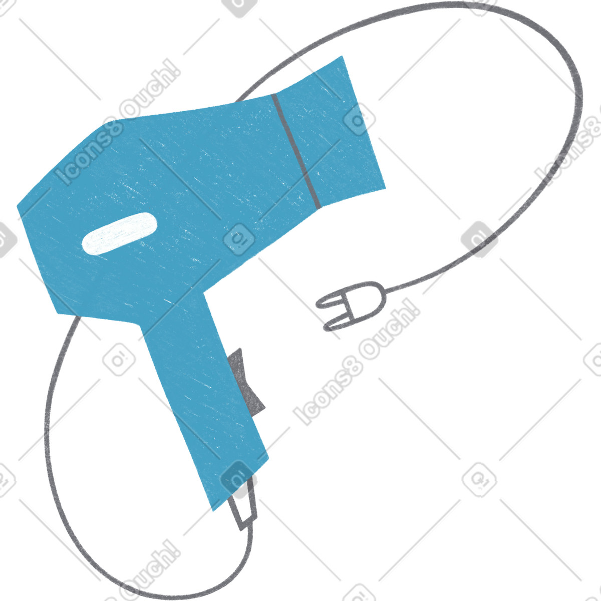 下载 Tutti 风格的 蓝色吹风机 插画，支持 PNG、SVG 格式