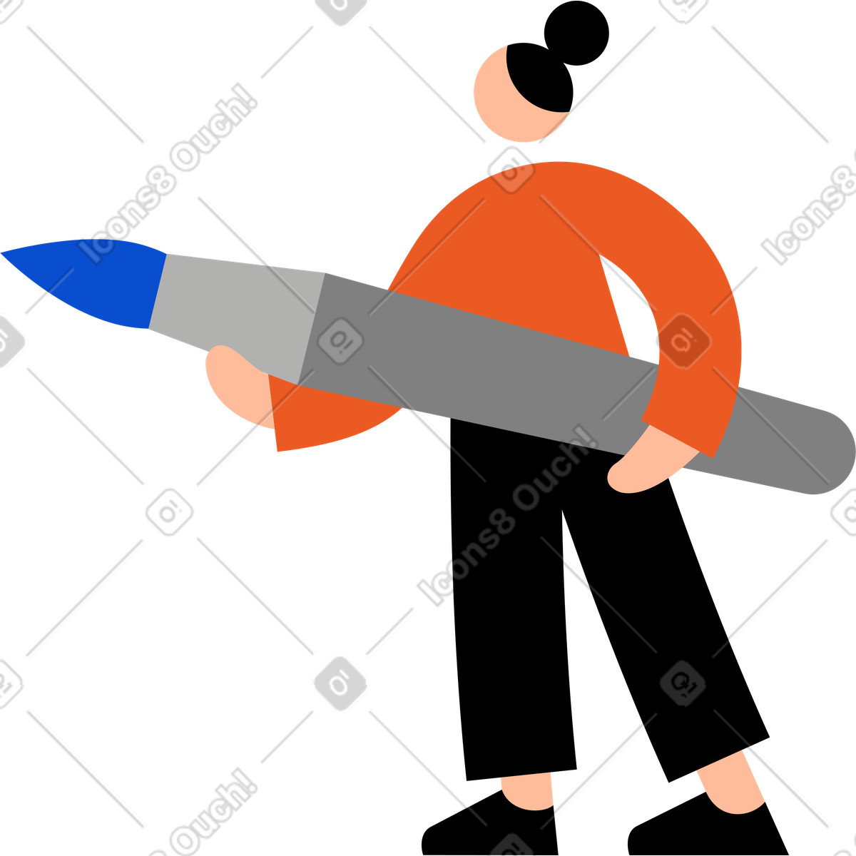 Young woman holding a brush illustration painting clipart graphics and images