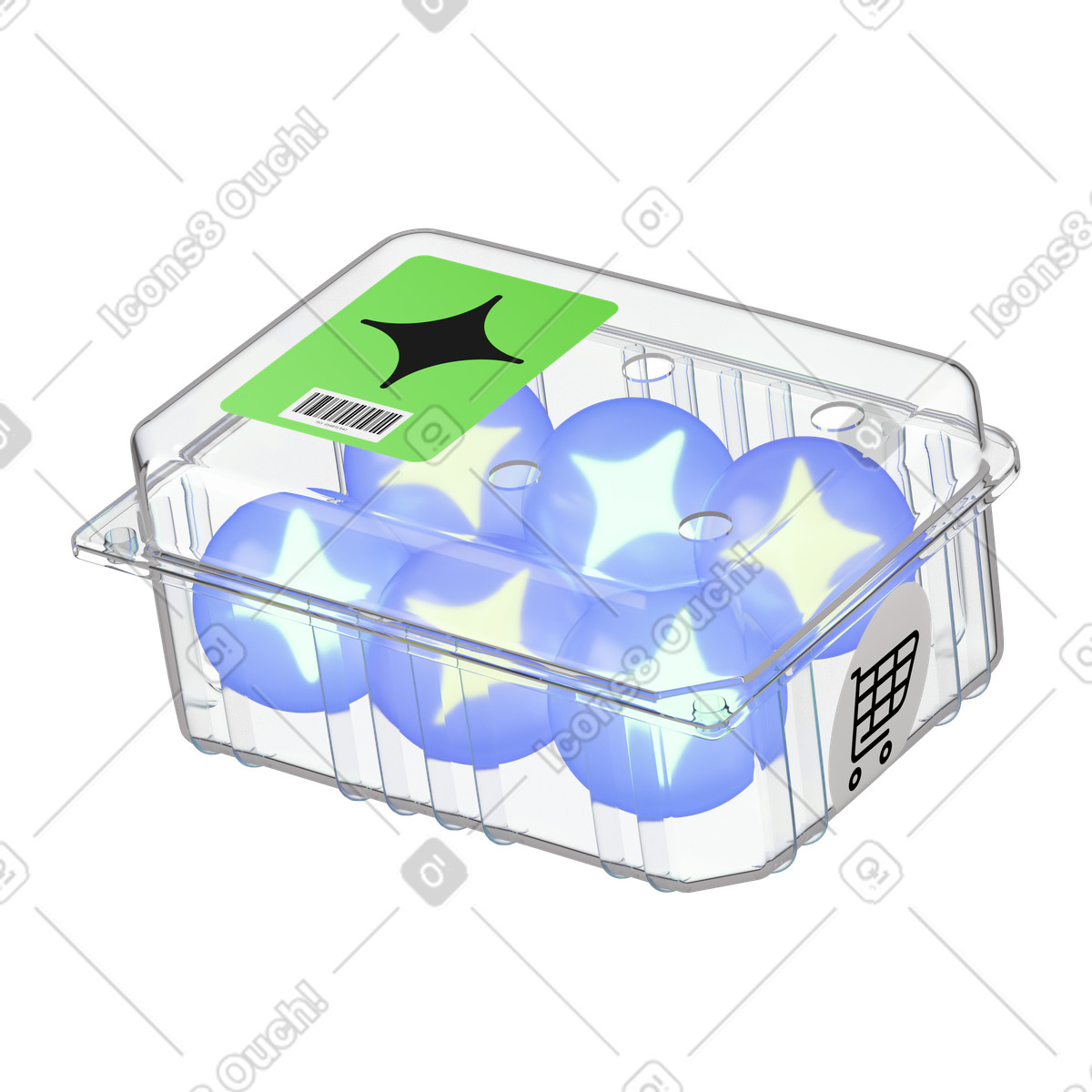 플라스틱 패키지에 담긴 ai 구체 illustration in 3D Stickle style download in PNG, SVG