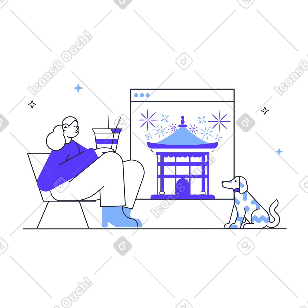 Chinese New Year online illustration in Pablita style download in PNG, SVG