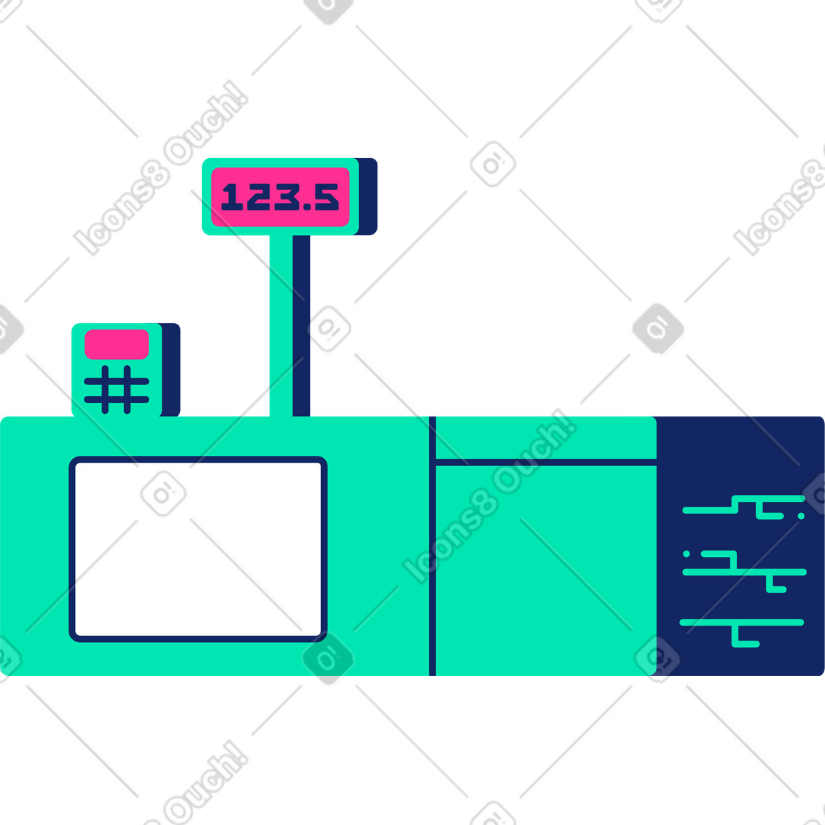 Cassa del supermercato illustrazione in stile Cyborg scarica in PNG, SVG