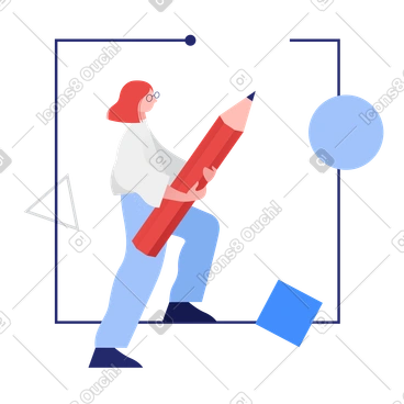 Woman drawing a square PNG, SVG