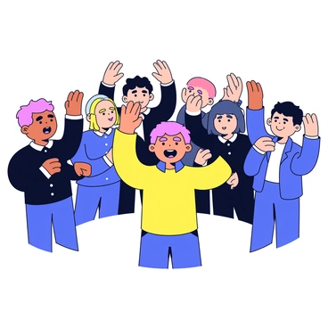 Faceless figures shouting at a lone person, who stands strong amidst the chaos