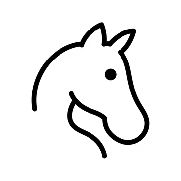 A minimalist horse head illustration, created using only a few simple lines. The lines form the shape of the horse’s profile, capturing the distinctive features such as the elongated muzzle and pointed ears. The overall design is clean and uncluttered, emphasizing the elegance of the horse's form. The illustration is set against a plain background to highlight the simplicity of the artwork.