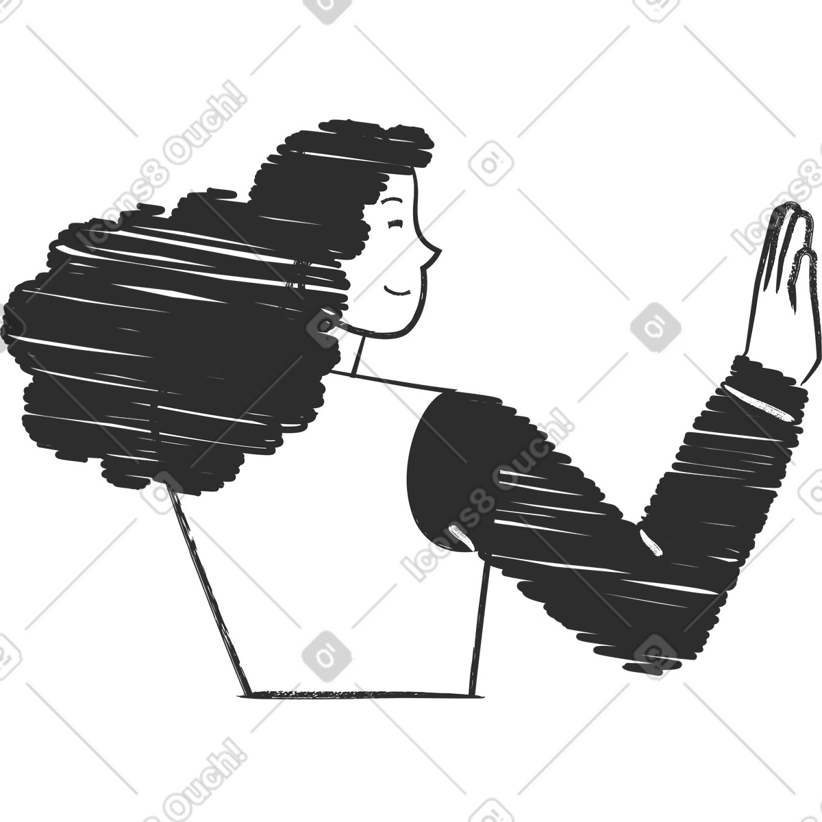 Ilustração de Mulher dando high-five em no estilo Graphite para baixar em PNG, SVG