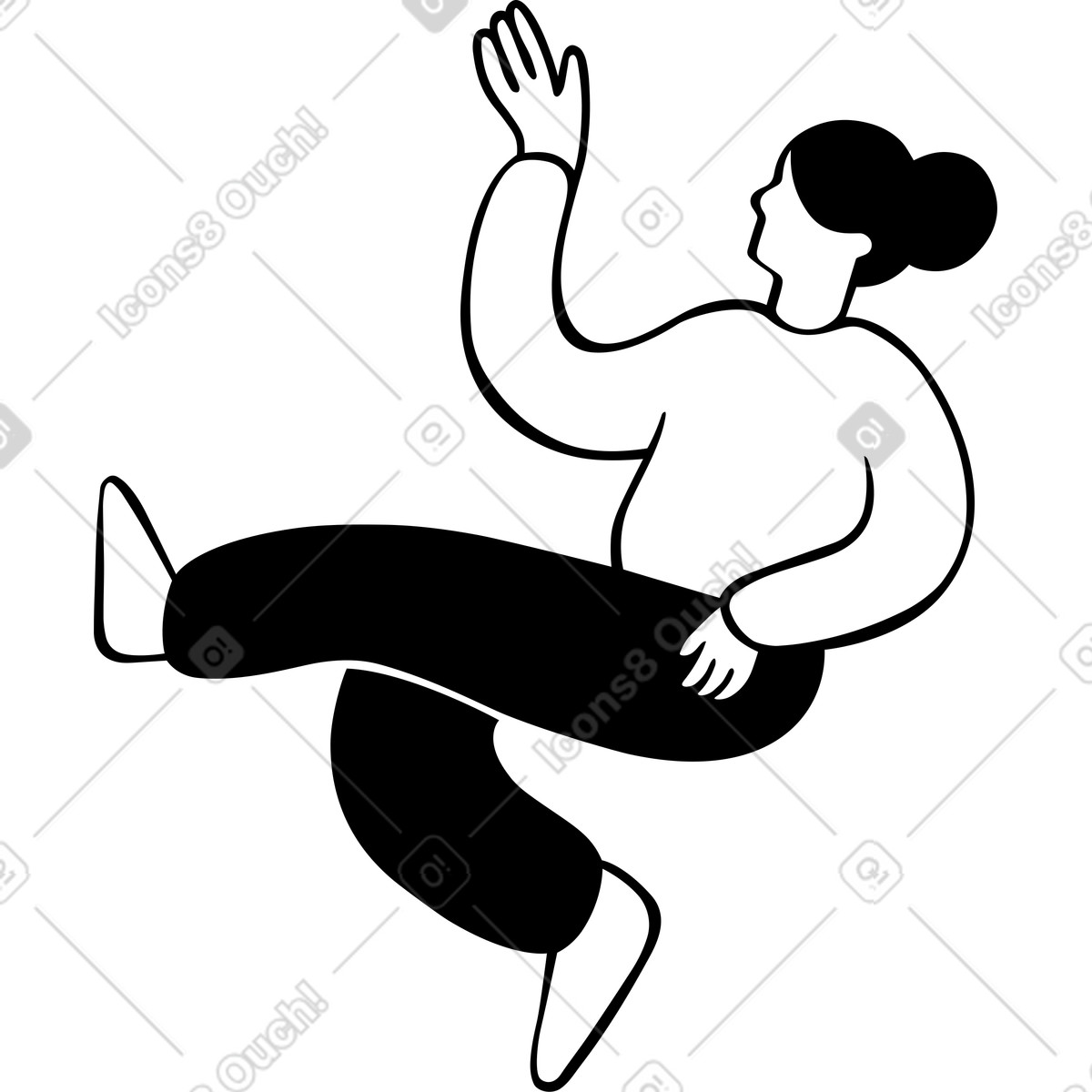 Illustration Femme en position assise dans le style Journal à télécharger aux formats PNG, SVG