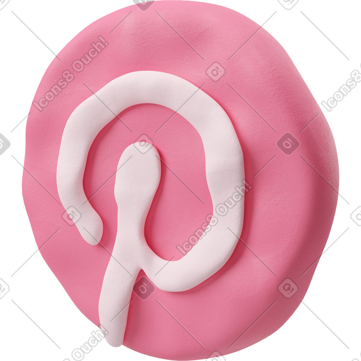 Иллюстрация Вид в три четверти круглого розового логотипа pinterest стиле 3D Plastilina — скачать форматах PNG, SVG