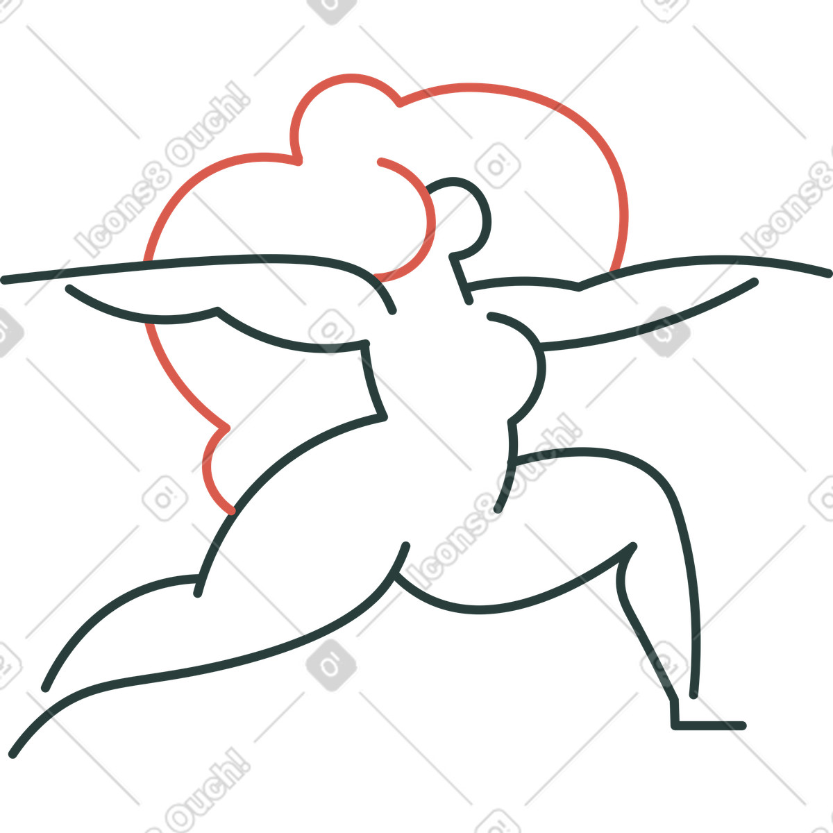 Ilustración Yoga mujer en estilo Macaroni a descargar en PNG y SVG