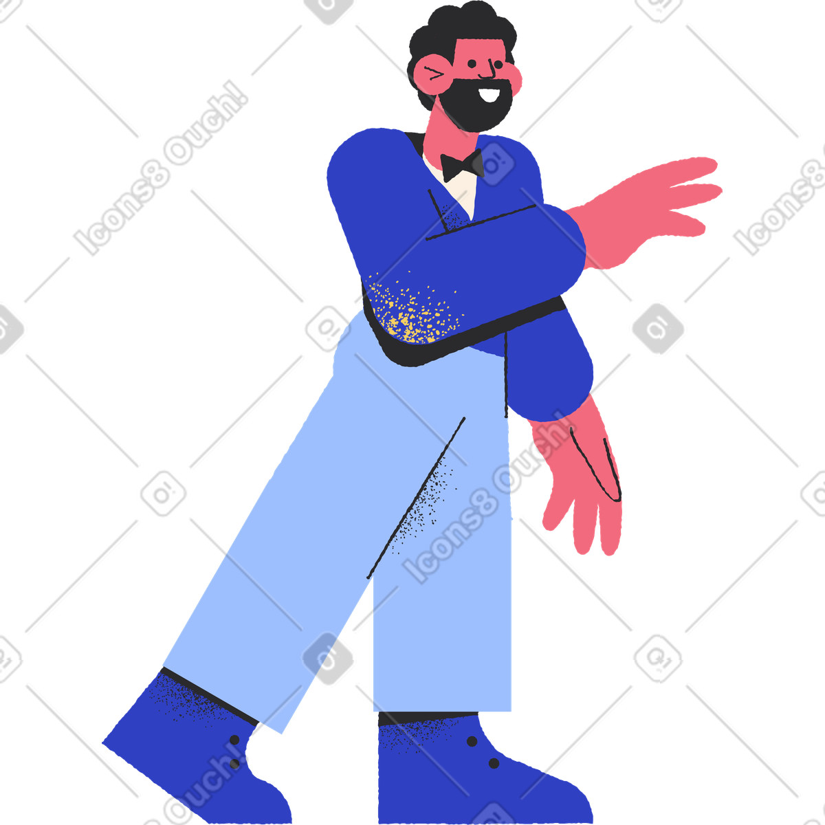 Man groom in blue suit illustration Pablo style download PNG, SVG