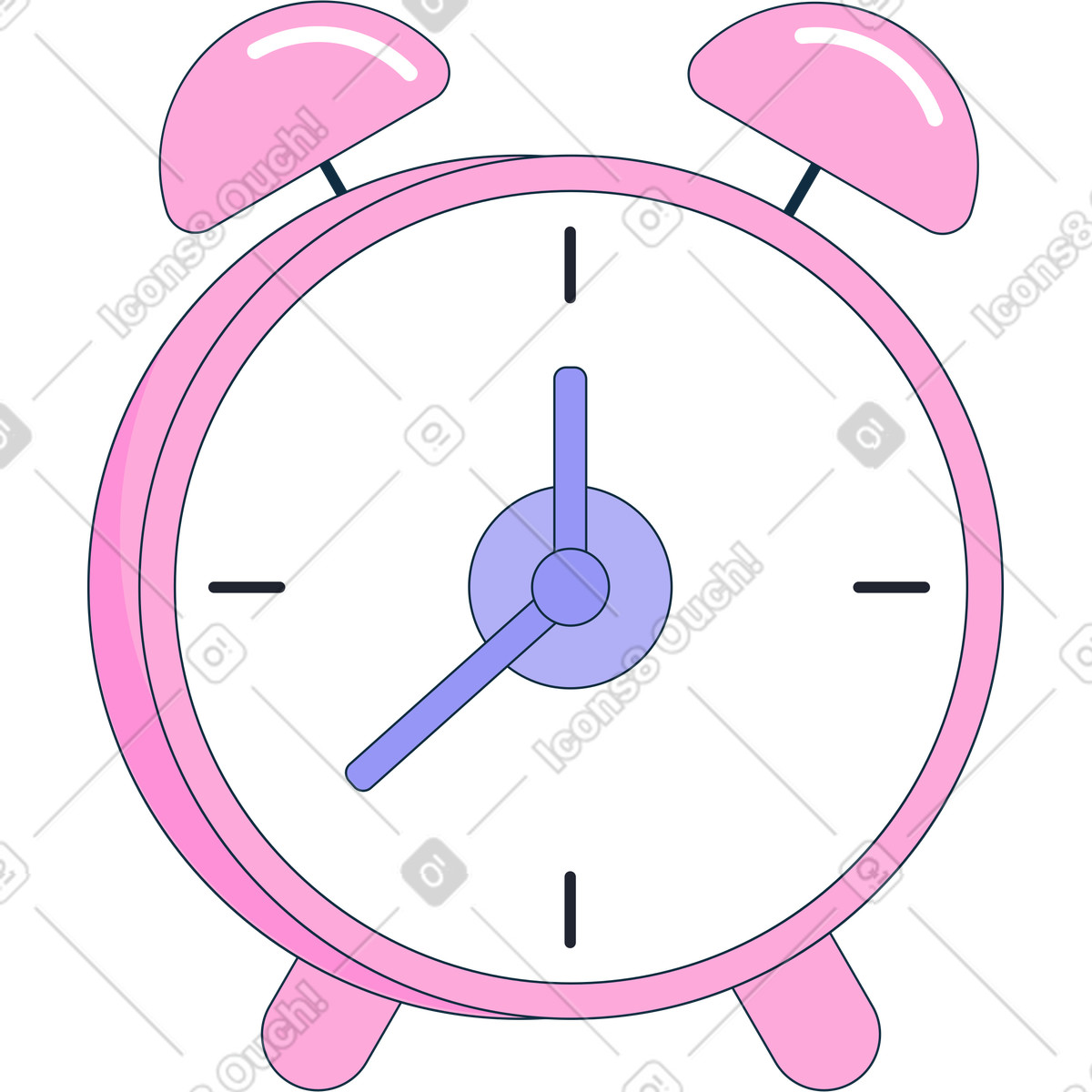 Clock illustration in Bubble gum style download in PNG, SVG