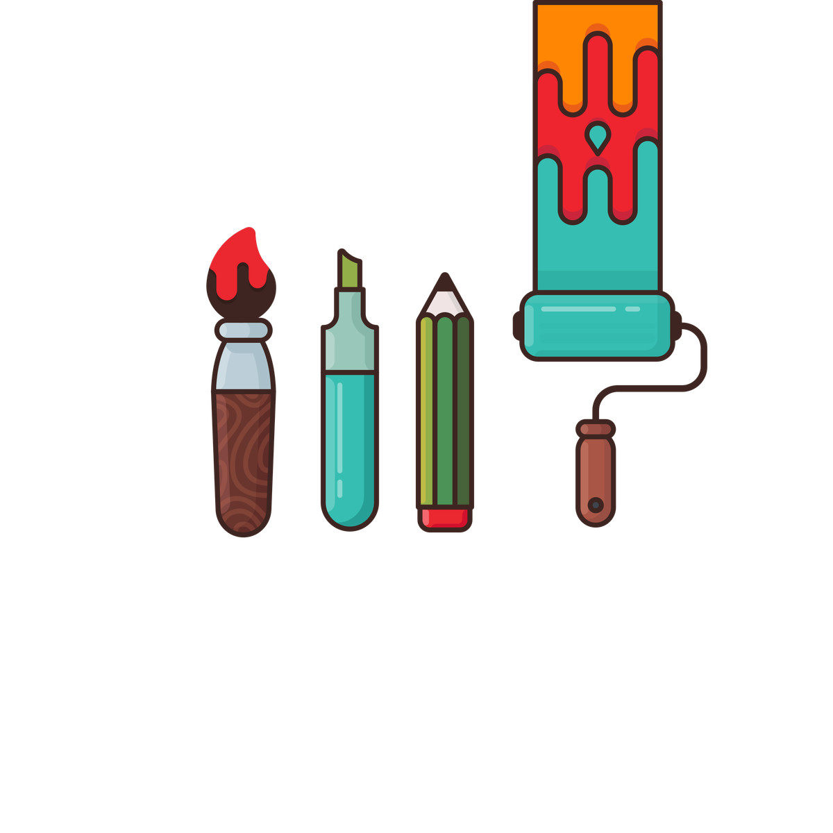 Illustration Outils de coloration dans le style Gummy à télécharger aux formats PNG, SVG