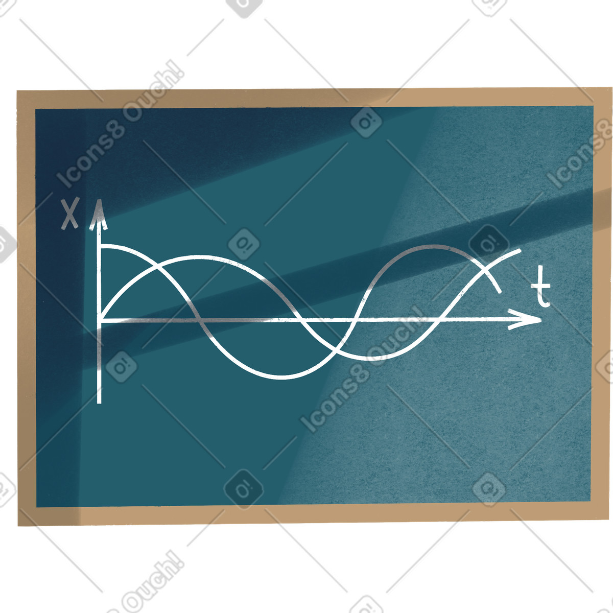 Illustration Chalk board with math graph dans le style Shine à télécharger aux formats PNG, SVG