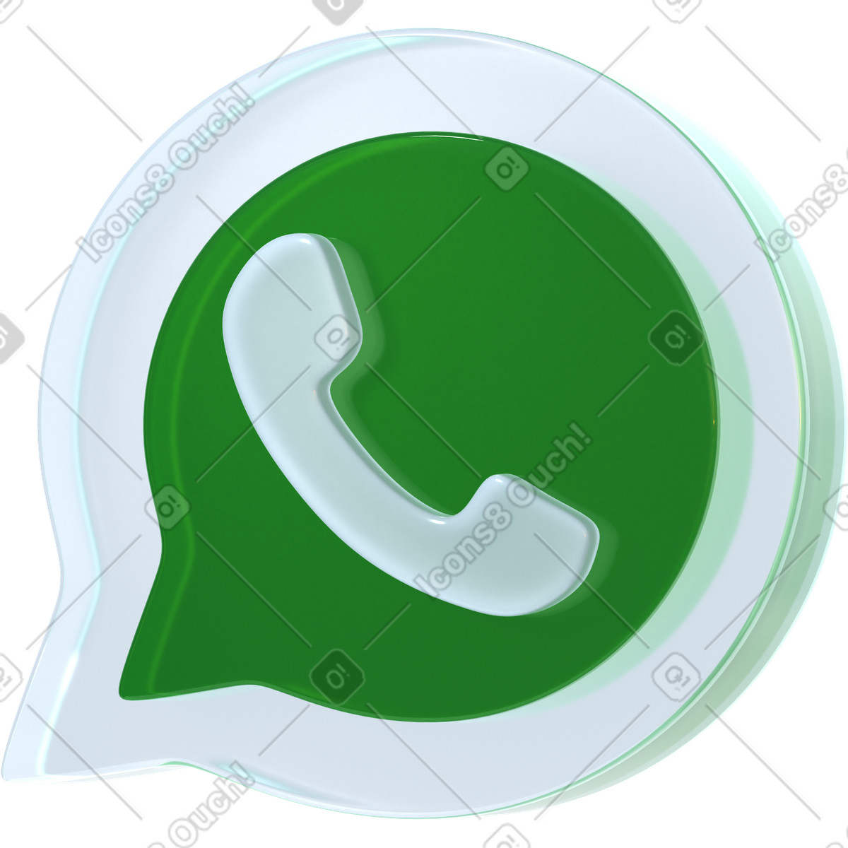 Logo astratto whatsapp illustrazione in stile 3D Glassy scarica in PNG, SVG