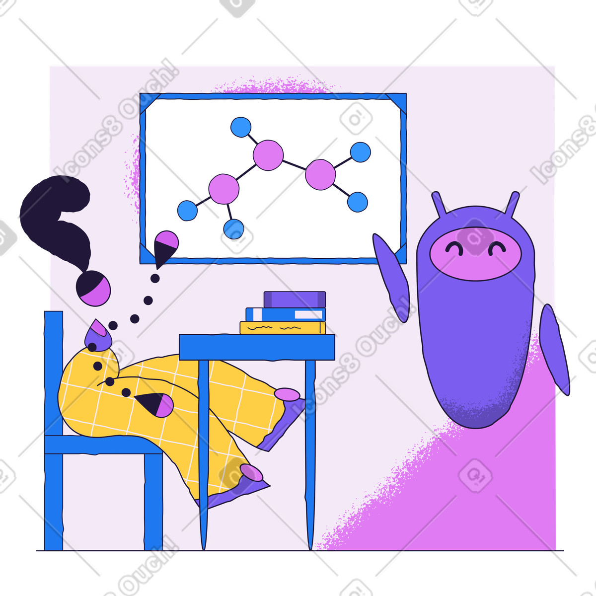 Ilustración Profesor de robot escolar en estilo Conifer a descargar en PNG y SVG