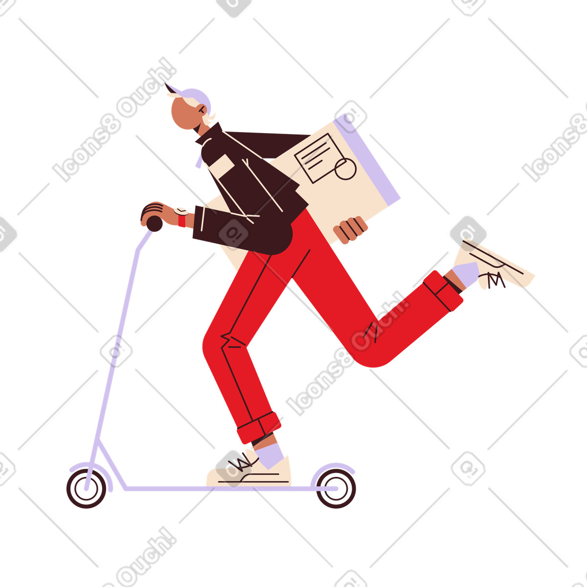 Ilustración Chico en scooter estilo Folks a descargar PNG y SVG