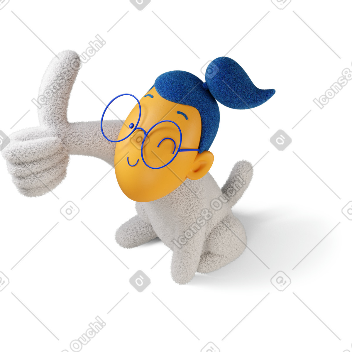Ilustração de Vista superior uma garota piscando mostrando o polegar para cima virou à esquerda em no estilo 3D Buddy baixar em PNG, SVG