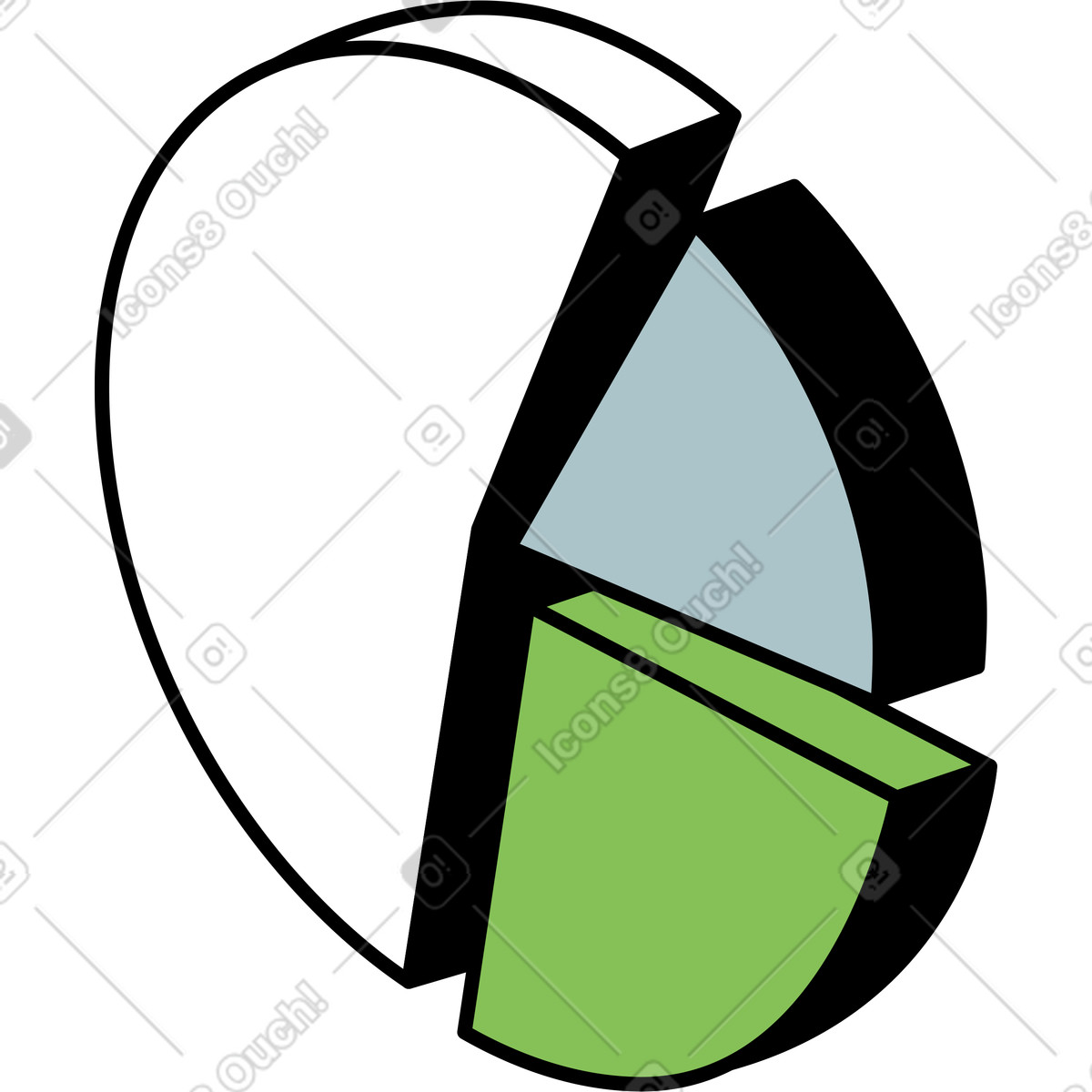 Pie chart illustration in Isometric style download in PNG, SVG