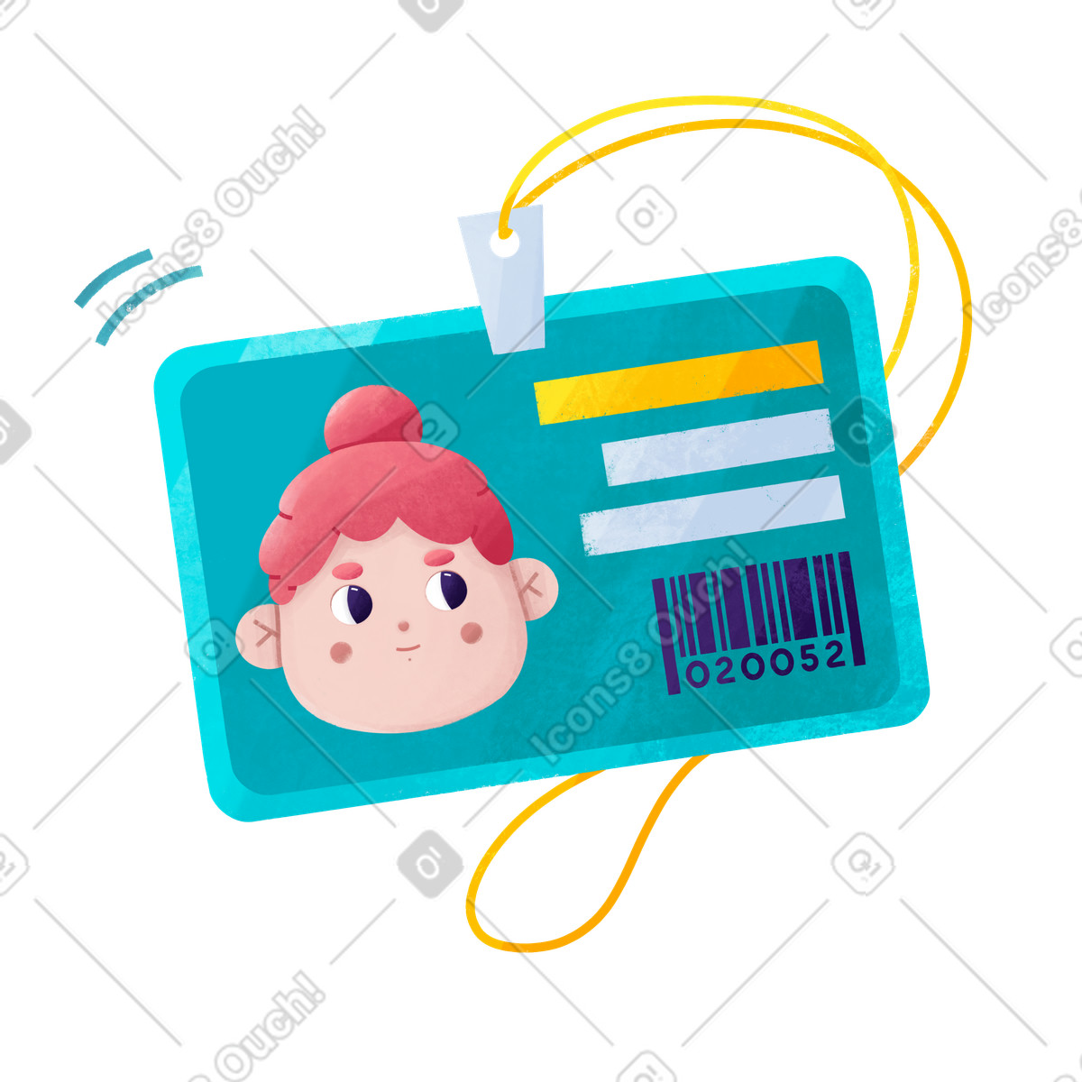 ID card with lanyard, Employee identification or event access illustration in Bonbon style download in PNG, SVG
