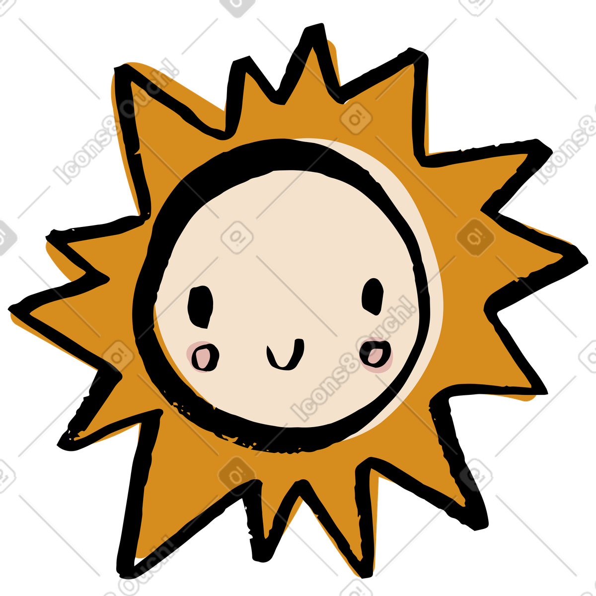 Illustration Joli soleil souriant dans le style Scandi à télécharger aux formats PNG, SVG