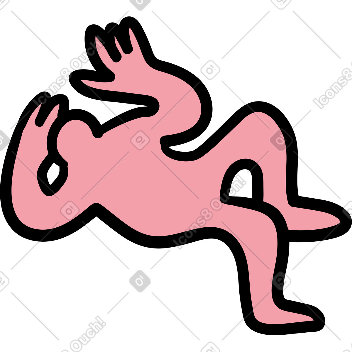 Pink person laying down with their head in a hand illustrazione stile Wiggle scarica PNG, SVG