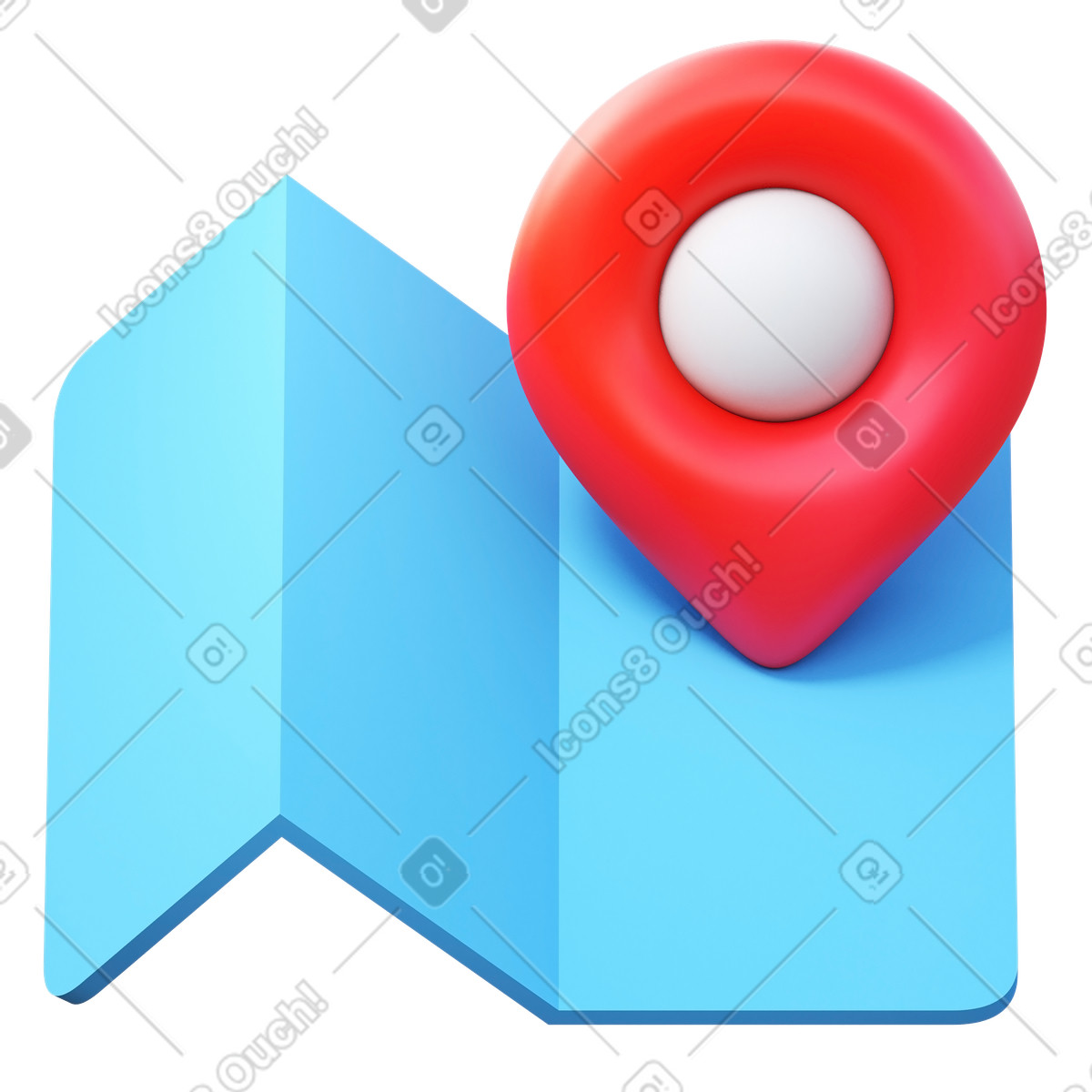 Illustration Carte vide et épingle de localisation dans le style 3D Fluency à télécharger aux formats PNG, SVG