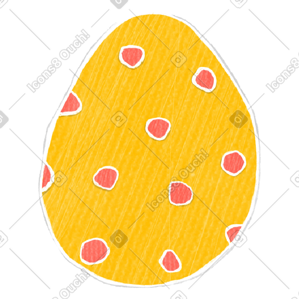 Uovo di pasqua giallo con puntini rossi illustrazione in stile Crafty scarica in PNG, SVG