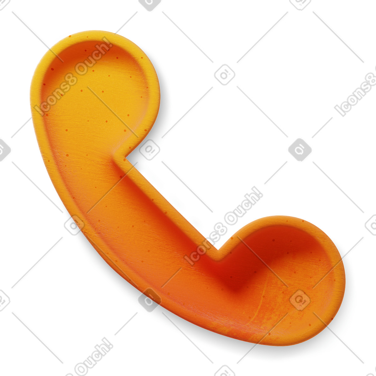 Illustration Combiné téléphonique orange 3d dans le style Microsoft Fluent à télécharger aux formats PNG, SVG
