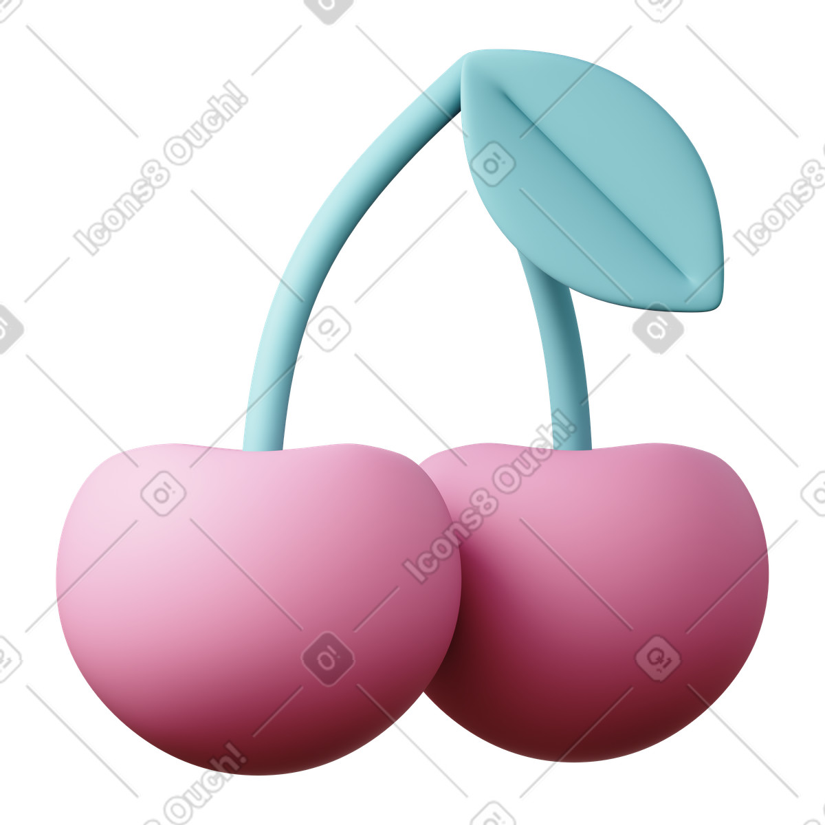 Cherry illustration in 3D Sugary style download in PNG, SVG